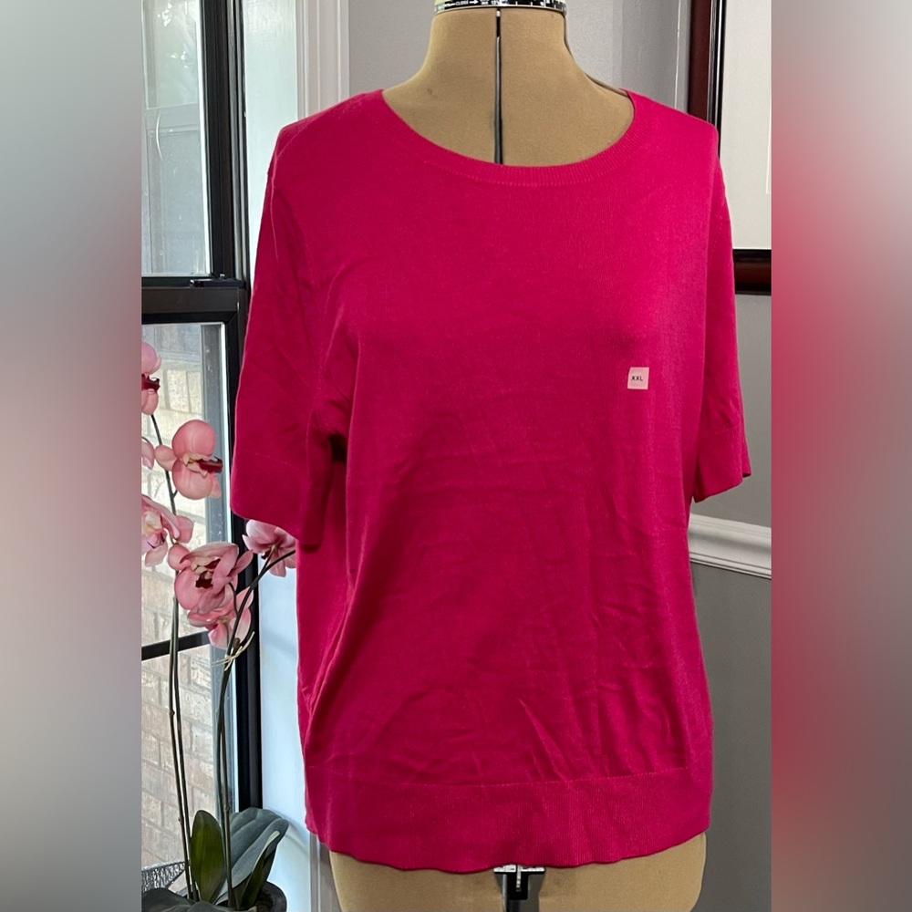 NWT Ann Taylor sz XXL Fuchsia Short Sleeve Sweater